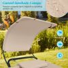 Outdoor Tan Hammock Style Chaise Lounge Chair Cot with Canopy