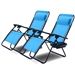 Set of 2 Blue Folding Outdoor Zero Gravity Lounge Chair Recliners