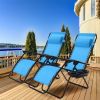 Set of 2 Blue Folding Outdoor Zero Gravity Lounge Chair Recliners