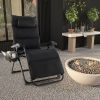 Black Zero Gravity Adjustable Lounge Chair with Removable Cushion and Cup Holder Tray
