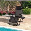 Black Zero Gravity Adjustable Lounge Chair with Removable Cushion and Cup Holder Tray