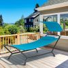 Teal Blue Outdoor Hammock Chaise Lounge Chair Cot with Canopy