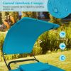Teal Blue Outdoor Hammock Chaise Lounge Chair Cot with Canopy