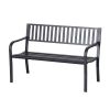 Outdoor Black Metal Garden Bench with 484 lb Max Weight Capacity