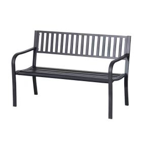Outdoor Black Metal Garden Bench with 484 lb Max Weight Capacity