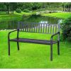 Outdoor Black Metal Garden Bench with 484 lb Max Weight Capacity