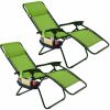 Set of 2 Green Folding Outdoor Zero Gravity Lounge Chair Recliners