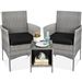 3-Piece Grey PE Wicker Outdoor Patio Furniture Dining Set with Black Cushions