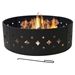 Heavy Duty 36-inch Black Steel Fire Pit Ring with Diamond Pattern