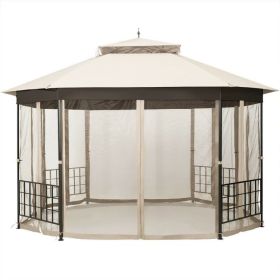 Modern 10 x 12 Ft Outdoor Sturdy Pergola Gazebo with Retractable Beige Canopy