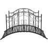 Sturdy Outdoor Rust-Proof 4-Foot Black Metal Arch Garden Bridge - 450 lb Capacity