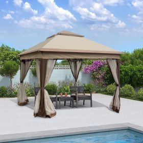 Outdoor 11x 11Ft Pop Up Gazebo Canopy with Removable Zipper Netting,2-Tier Soft Top Event Tent, Suitable for Patio Backyard Garden Camping Area
