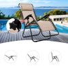 3 Piece Folding Portable Reclining Lounge Chairs Table Set - Tan