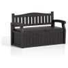 Heavy Duty Brown Plastic Outdoor Storage Garden Bench - 70 Gallon