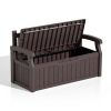Heavy Duty Brown Plastic Outdoor Storage Garden Bench - 70 Gallon