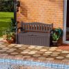 Heavy Duty Brown Plastic Outdoor Storage Garden Bench - 70 Gallon