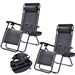 Set of 2 Black Folding Outdoor Zero Gravity Lounge Chair Recliners