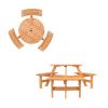 Outdoor Circular Wooden Picnic Table with Benches and Umbrella Hole - Seats 6