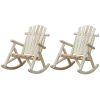 FarmHouse Classical Fir Wood Rocking Adirondack Chair - Set of 2