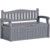 Heavy Duty Grey Plastic Outdoor Storage Garden Bench - 70 Gallon