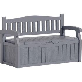 Heavy Duty Grey Plastic Outdoor Storage Garden Bench - 70 Gallon