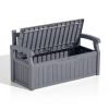 Heavy Duty Grey Plastic Outdoor Storage Garden Bench - 70 Gallon