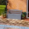 Heavy Duty Grey Plastic Outdoor Storage Garden Bench - 70 Gallon