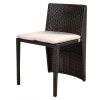 3 Piece Compact Espresso/White Wicker Patio Cushioned Chair Table Set
