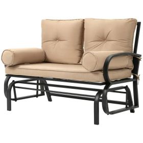 Outdoor Garden Patio Rocking Glider Chair Loveseat - Khaki