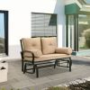 Outdoor Garden Patio Rocking Glider Chair Loveseat - Khaki