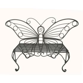 Modern Outdoor Butterfly Garden Bench in Black Metal