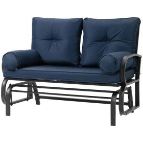 Outdoor Garden Patio Rocking Glider Chair Loveseat - Navy