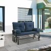 Outdoor Garden Patio Rocking Glider Chair Loveseat - Navy