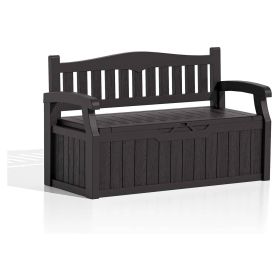 Heavy Duty Black Plastic Outdoor Storage Garden Bench - 70 Gallon