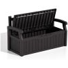 Heavy Duty Black Plastic Outdoor Storage Garden Bench - 70 Gallon
