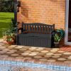 Heavy Duty Black Plastic Outdoor Storage Garden Bench - 70 Gallon