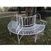 Half-Circle White Metal Outdoor Patio Garden Tree Bench