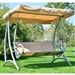 Sturdy 3-Person Outdoor Patio Porch Canopy Swing in Sand