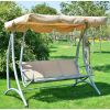 Sturdy 3-Person Outdoor Patio Porch Canopy Swing in Sand