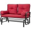 Steel Outdoor Garden Patio Rocking Glider Chair Loveseat - Red