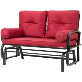 Steel Outdoor Garden Patio Rocking Glider Chair Loveseat - Red