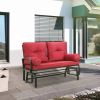 Steel Outdoor Garden Patio Rocking Glider Chair Loveseat - Red