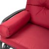 Steel Outdoor Garden Patio Rocking Glider Chair Loveseat - Red