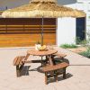 Espresso Wooden 6 Seater Picnic Table with Umbrella Hole