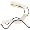 2 Person Off White Outdoor Patio Chaise Lounger Chair with Canopy