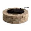 Outdoor Propane Fire Pit with Side Table Tank Holder in Brown PE Rattan