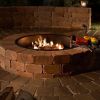 Outdoor Propane Fire Pit with Side Table Tank Holder in Brown PE Rattan