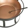 Copper Finish Fire Pit with Black Iron Stand Grate and Poker