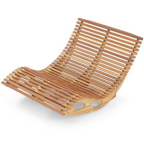 2-Seater Adirondack Slatted Acacia Patio Dual Rocker Sunbed Lounger