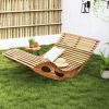 2-Seater Adirondack Slatted Acacia Patio Dual Rocker Sunbed Lounger